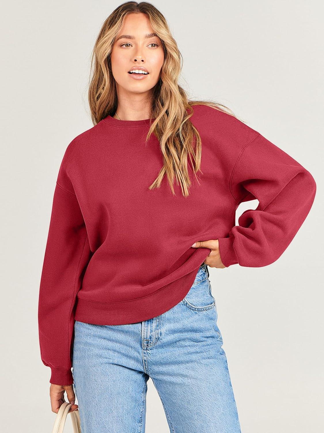 imageANRABESS Womens Sweatshirts Crewneck Fleece Oversized Pullover Hoodies Cute Long Sleeve Shirts Teen Girls Preppy Clothes 2025Red