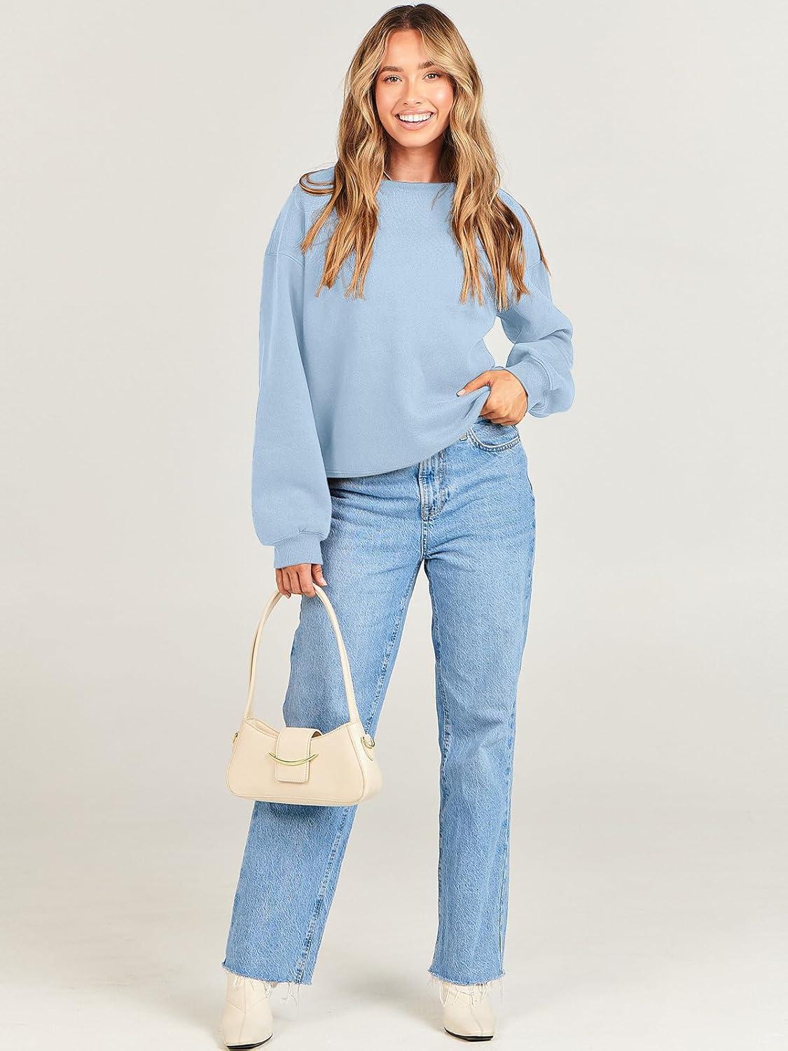 imageANRABESS Womens Sweatshirts Crewneck Fleece Oversized Pullover Hoodies Cute Long Sleeve Shirts Teen Girls Preppy Clothes 2025Sky Blue