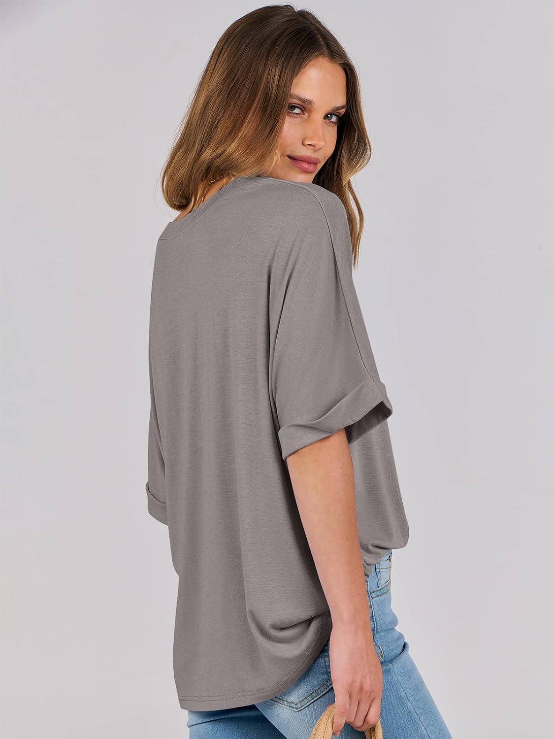 imageANRABESS Womens Tops Oversized T Shirts Short Sleeve Crewneck Summer Casual Loose Basic Tee Shirt 2025 Trendy Fashion ClothesBrown