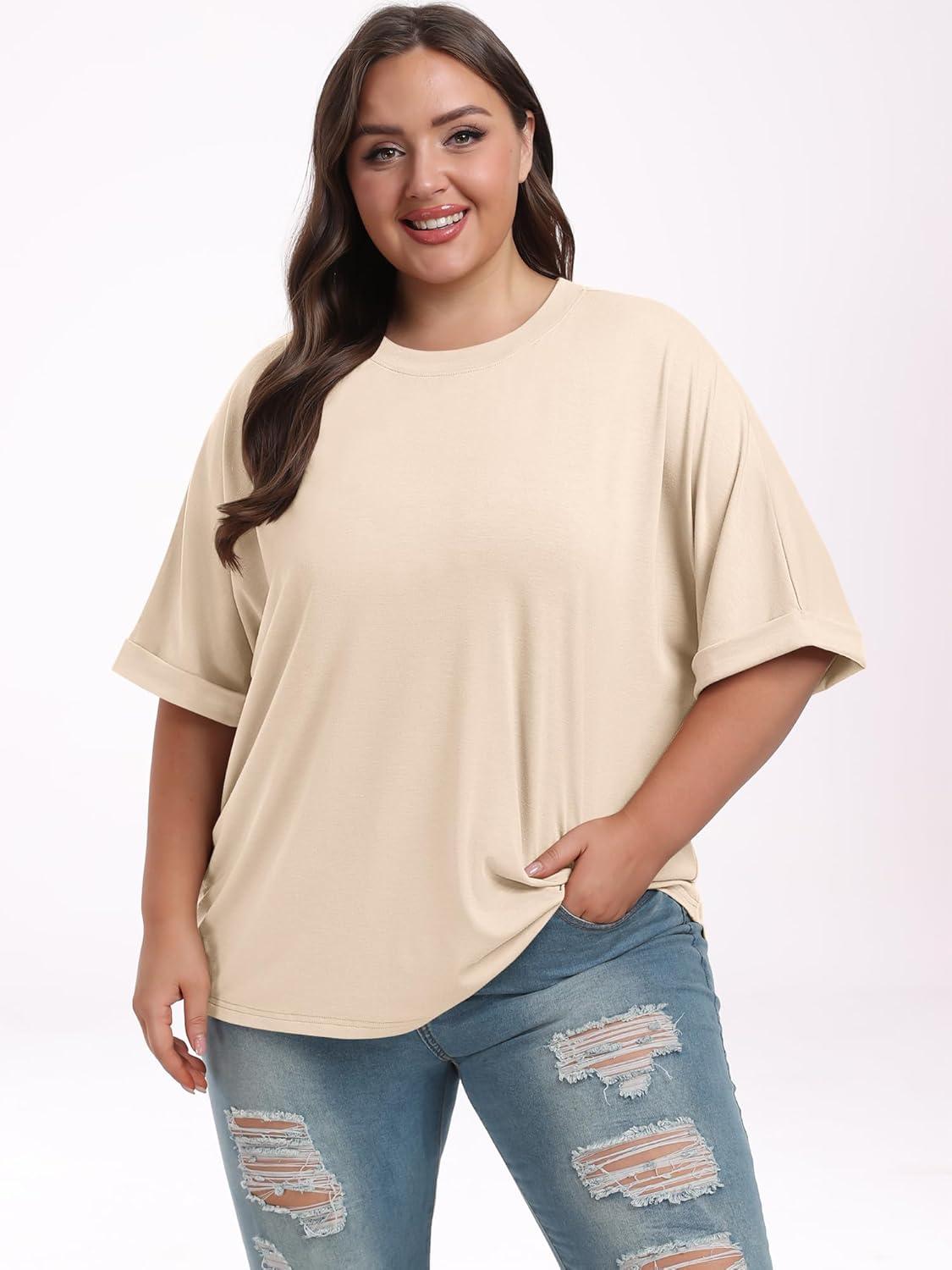 imageANRABESS Womens Tops Oversized T Shirts Short Sleeve Crewneck Summer Casual Loose Basic Tee Shirt 2025 Trendy Fashion ClothesCream