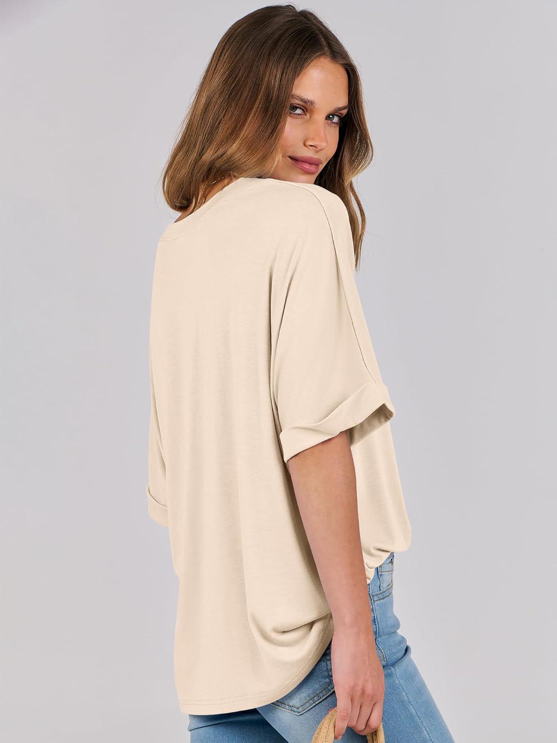 imageANRABESS Womens Tops Oversized T Shirts Short Sleeve Crewneck Summer Casual Loose Basic Tee Shirt 2025 Trendy Fashion ClothesCream