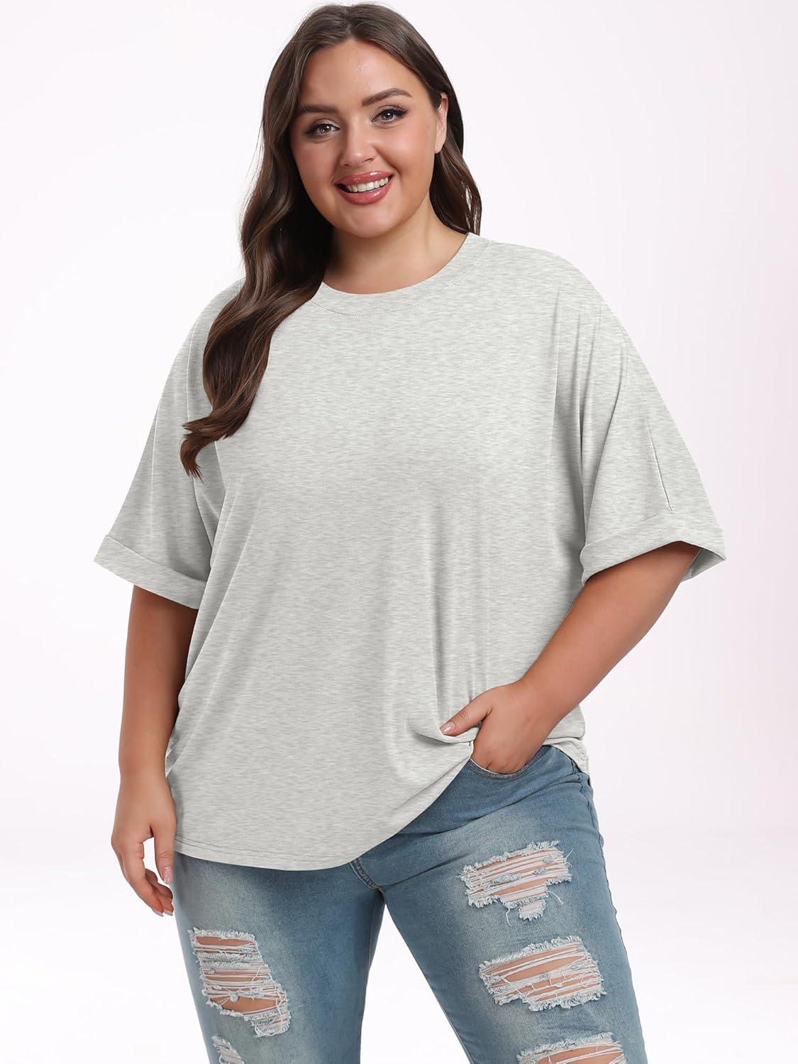 imageANRABESS Womens Tops Oversized T Shirts Short Sleeve Crewneck Summer Casual Loose Basic Tee Shirt 2025 Trendy Fashion ClothesLight Gray