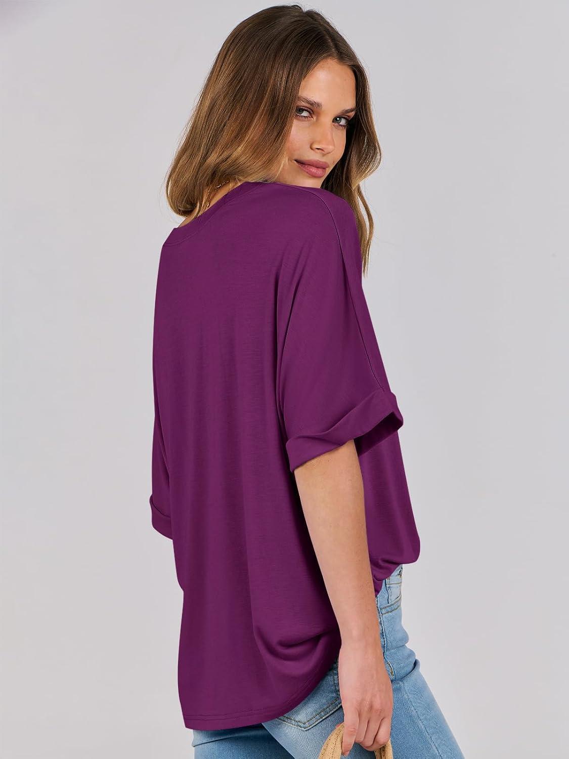 imageANRABESS Womens Tops Oversized T Shirts Short Sleeve Crewneck Summer Casual Loose Basic Tee Shirt 2025 Trendy Fashion ClothesPurple