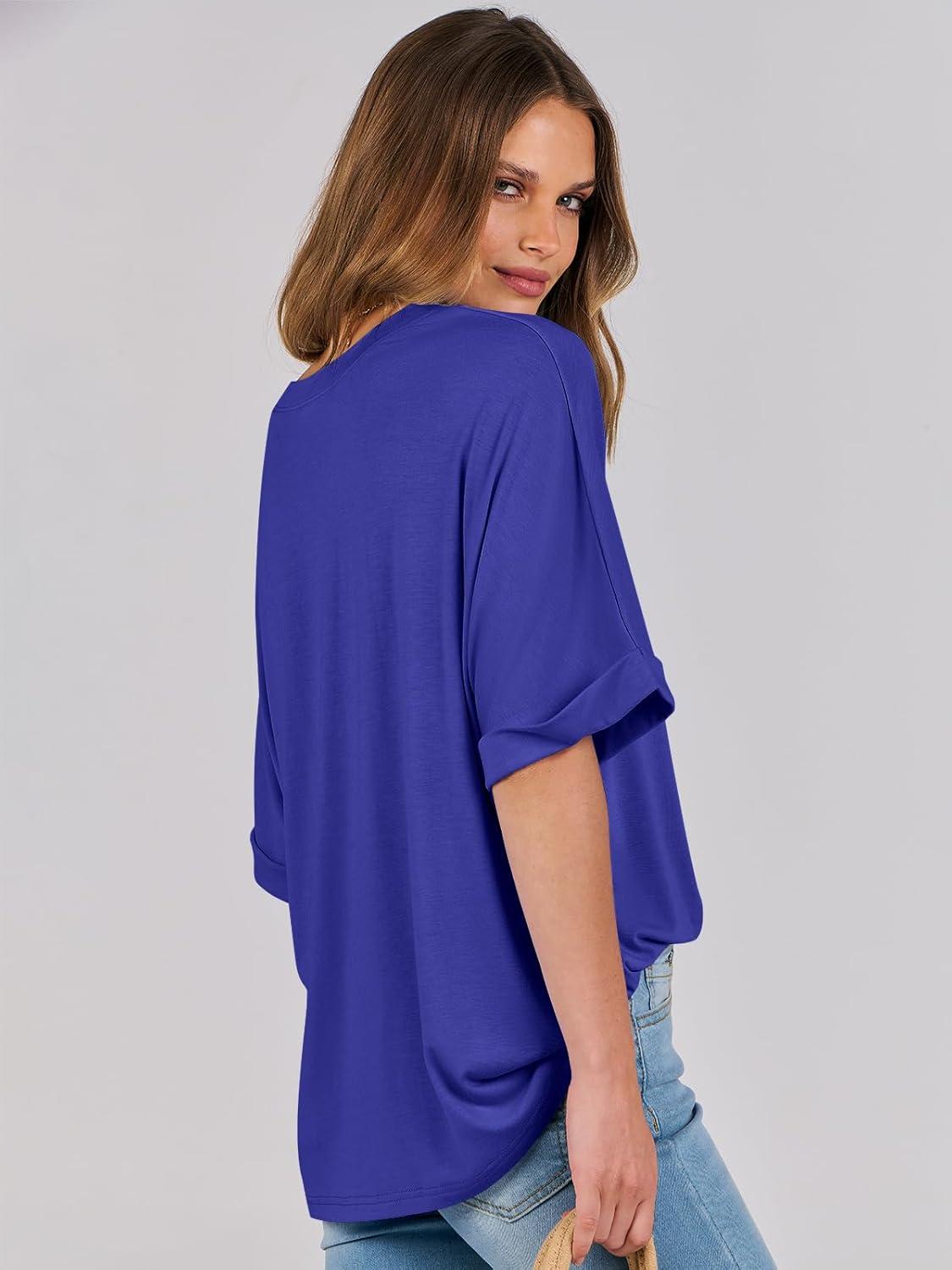 imageANRABESS Womens Tops Oversized T Shirts Short Sleeve Crewneck Summer Casual Loose Basic Tee Shirt 2025 Trendy Fashion ClothesRoyal Blue