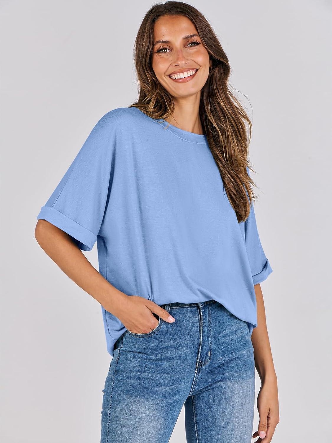 imageANRABESS Womens Tops Oversized T Shirts Short Sleeve Crewneck Summer Casual Loose Basic Tee Shirt 2025 Trendy Fashion ClothesSky Blue