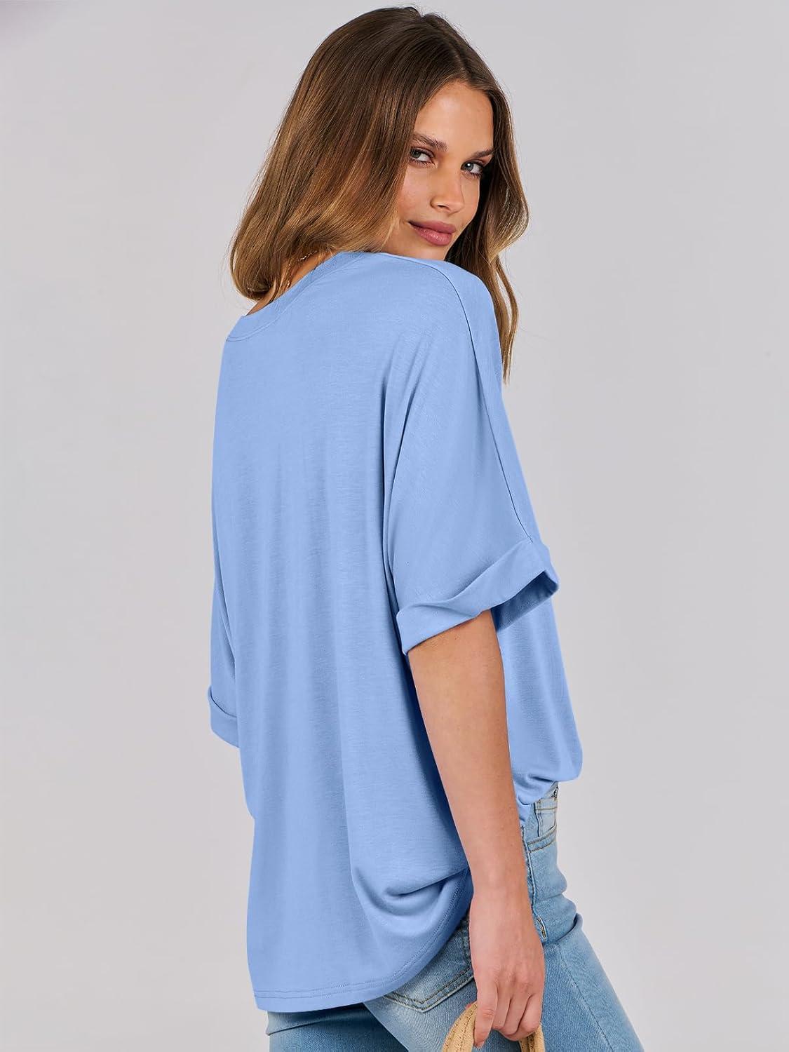 imageANRABESS Womens Tops Oversized T Shirts Short Sleeve Crewneck Summer Casual Loose Basic Tee Shirt 2025 Trendy Fashion ClothesSky Blue
