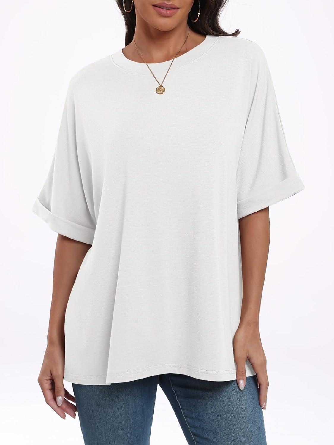 imageANRABESS Womens Tops Oversized T Shirts Short Sleeve Crewneck Summer Casual Loose Basic Tee Shirt 2025 Trendy Fashion ClothesWhite