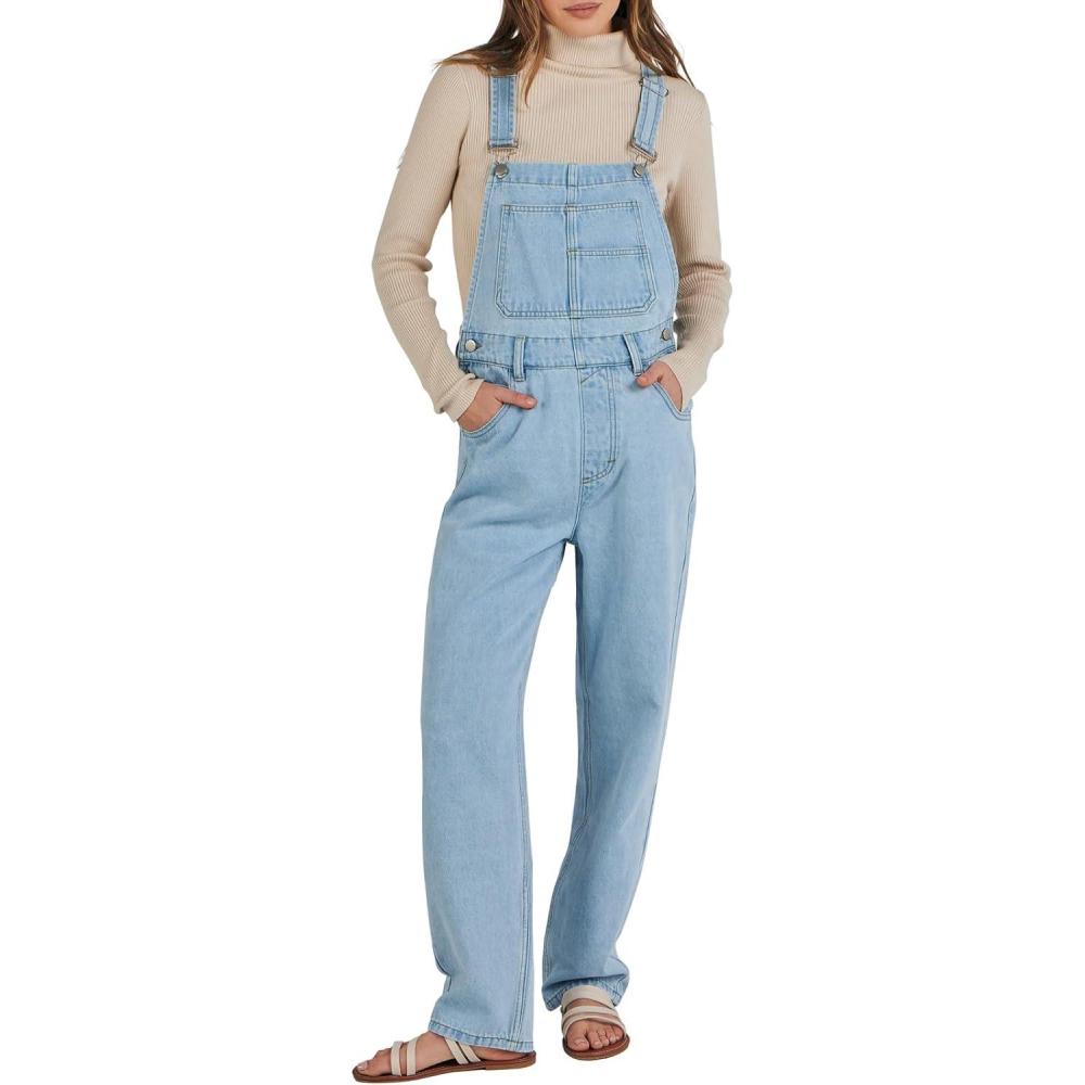 imageANRABESS Overalls for Women Loose Fit Denim Overalls Adjustable Strap Jean Jumpsuit Bib Romper 2025 Fall Casual Work OutfitsWashed Azure