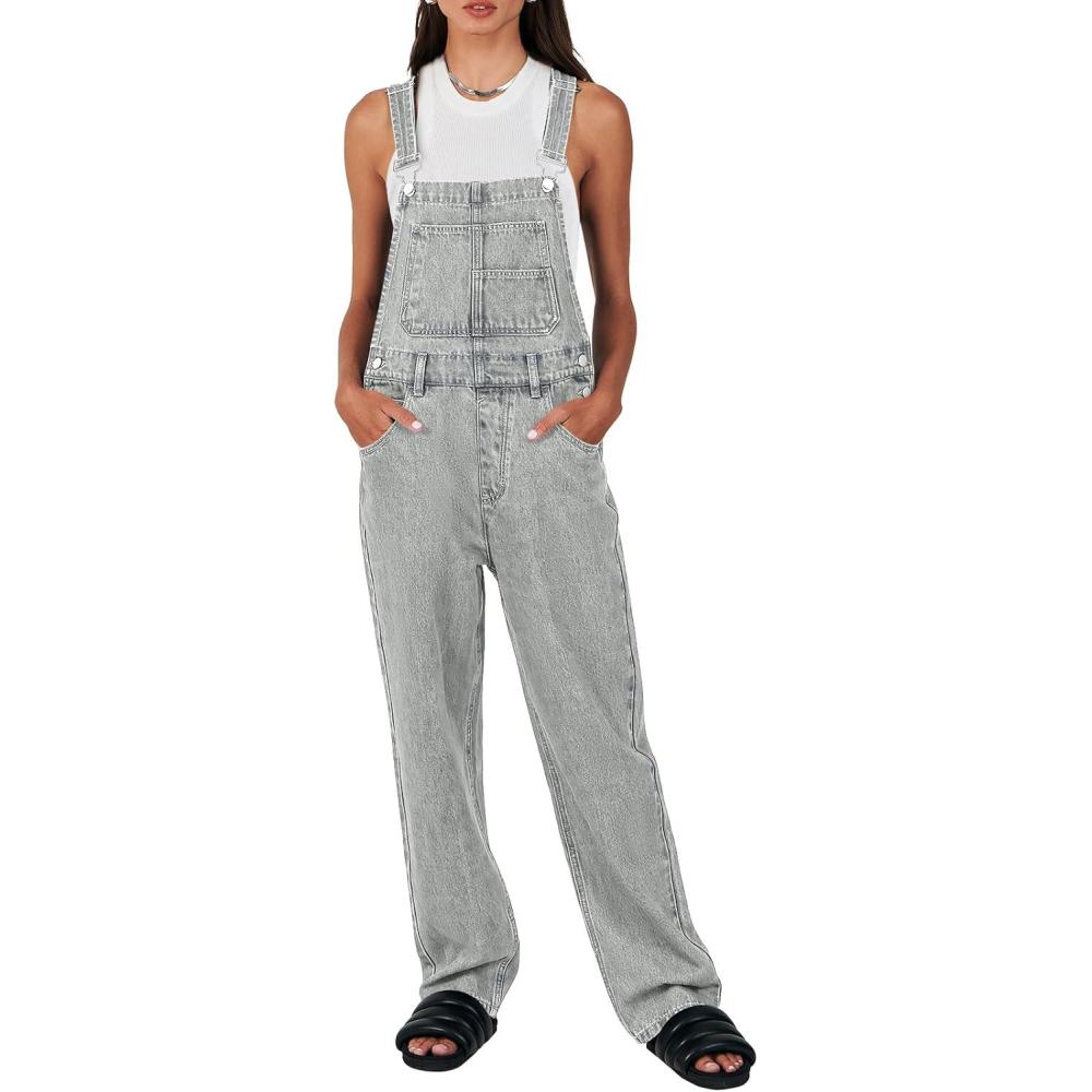 imageANRABESS Overalls for Women Loose Fit Denim Overalls Adjustable Strap Jean Jumpsuit Bib Romper 2025 Fall Casual Work OutfitsWashed Retro Gray Blue