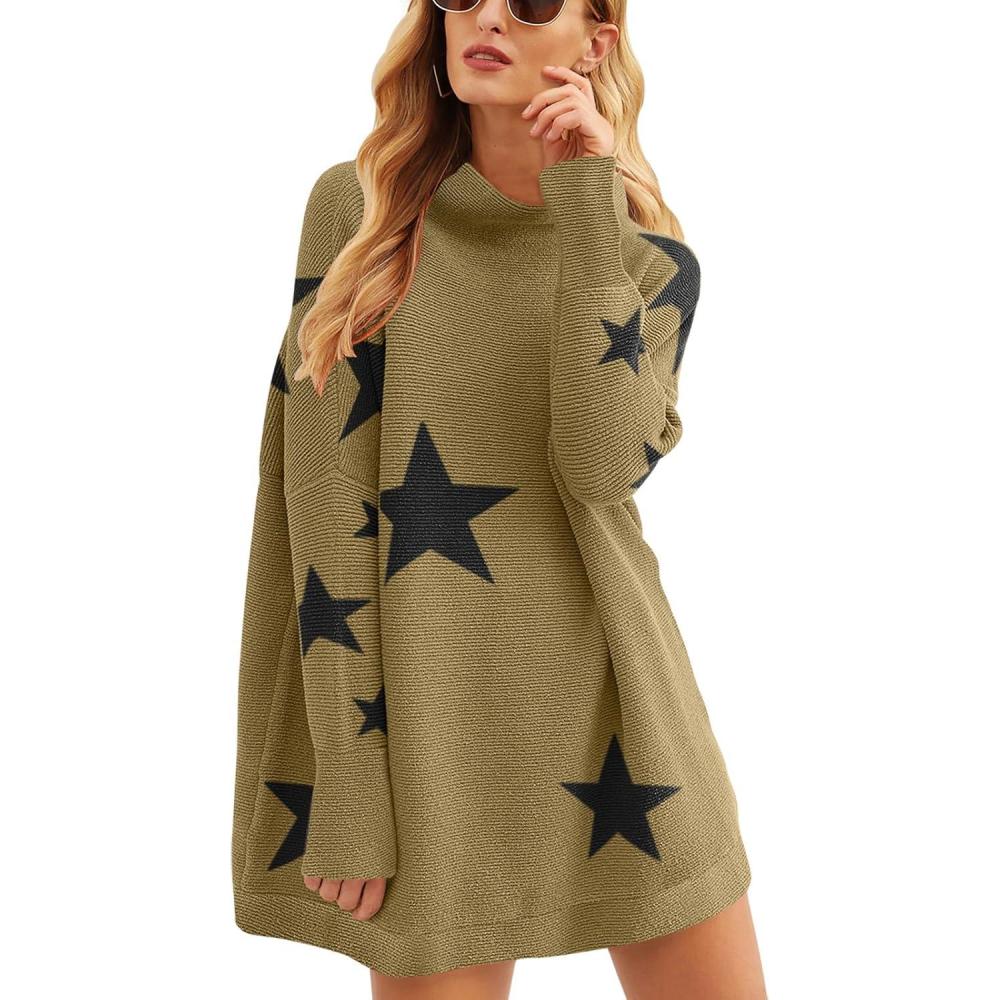 imageANRABESS Women Oversized Casual Loose Turtleneck Long Sleeve Slouchy Baggy Knit Tunic Sweaters Pullover 2025 Fall OutfitsStar Black