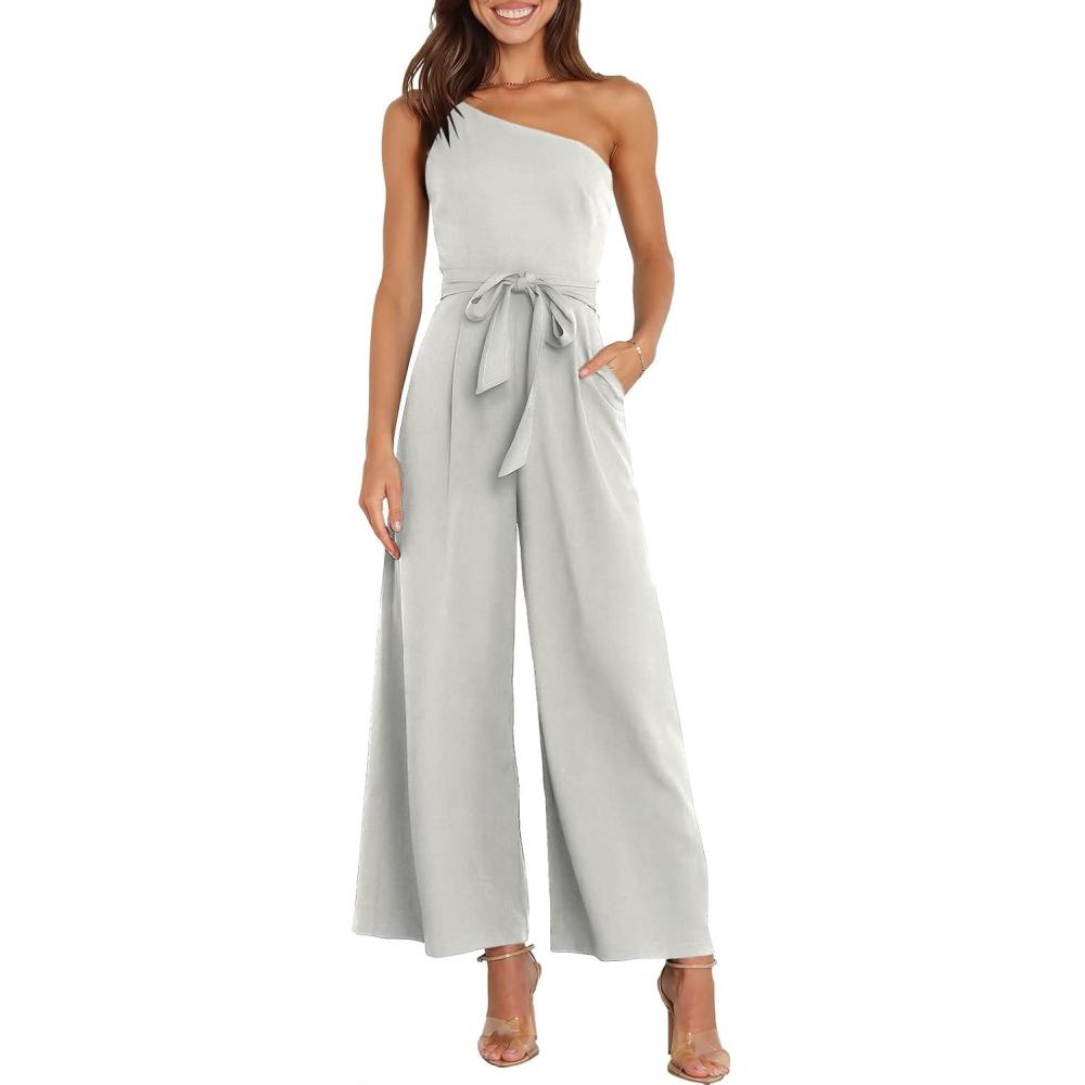 imageANRABESS Women Summer Dressy Jumpsuits One Shoulder Sleeveless Casual Wide Leg Pants Romper Jumper 2025 Trendy OutfitsGray