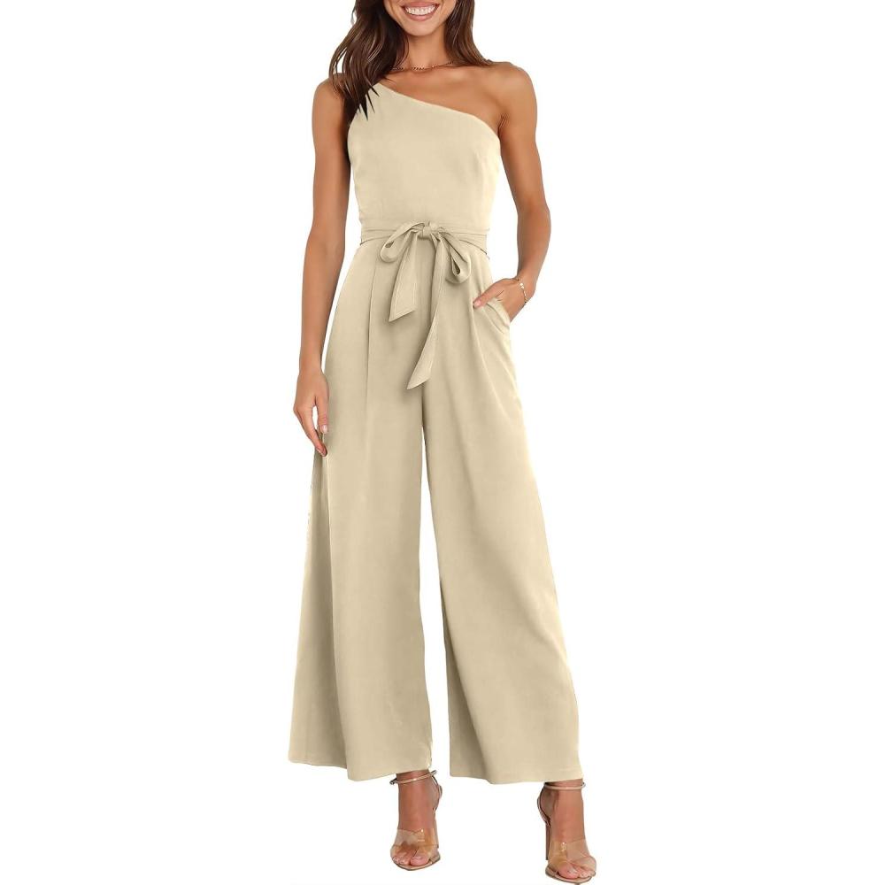 imageANRABESS Women Summer Dressy Jumpsuits One Shoulder Sleeveless Casual Wide Leg Pants Romper Jumper 2025 Trendy OutfitsYellow
