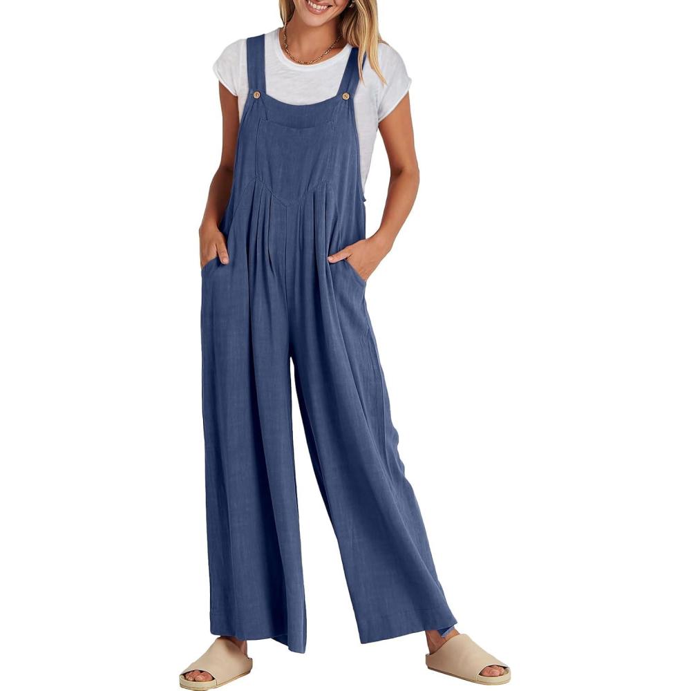 imageANRABESS Womens Jumpsuits Overalls Wide Leg Casual Summer Outfits Linen Rompers Jumpers Sleeveless Straps 2025 ClothesDeep Blue