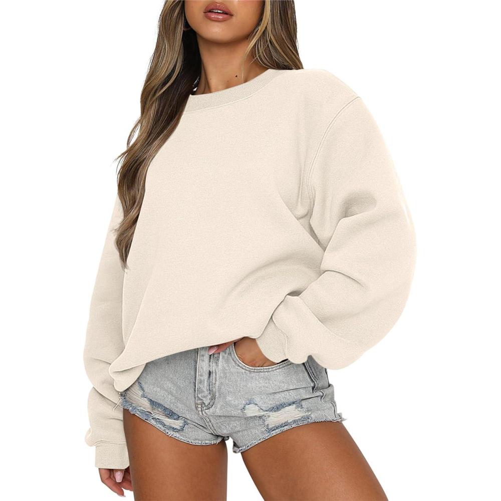 imageANRABESS Womens Sweatshirts Crewneck Fleece Oversized Pullover Hoodies Cute Long Sleeve Shirts Teen Girls Preppy Clothes 2025Apricot