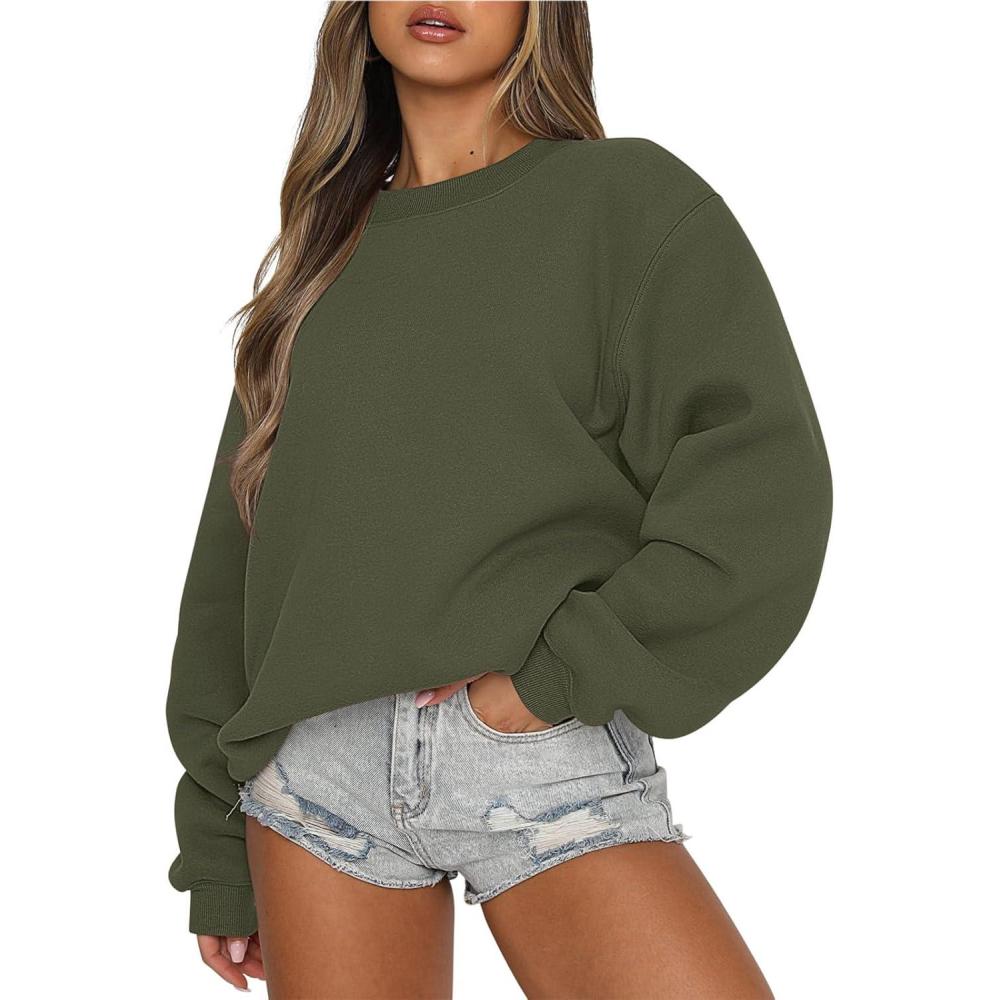 imageANRABESS Womens Sweatshirts Crewneck Fleece Oversized Pullover Hoodies Cute Long Sleeve Shirts Teen Girls Preppy Clothes 2025Army Green