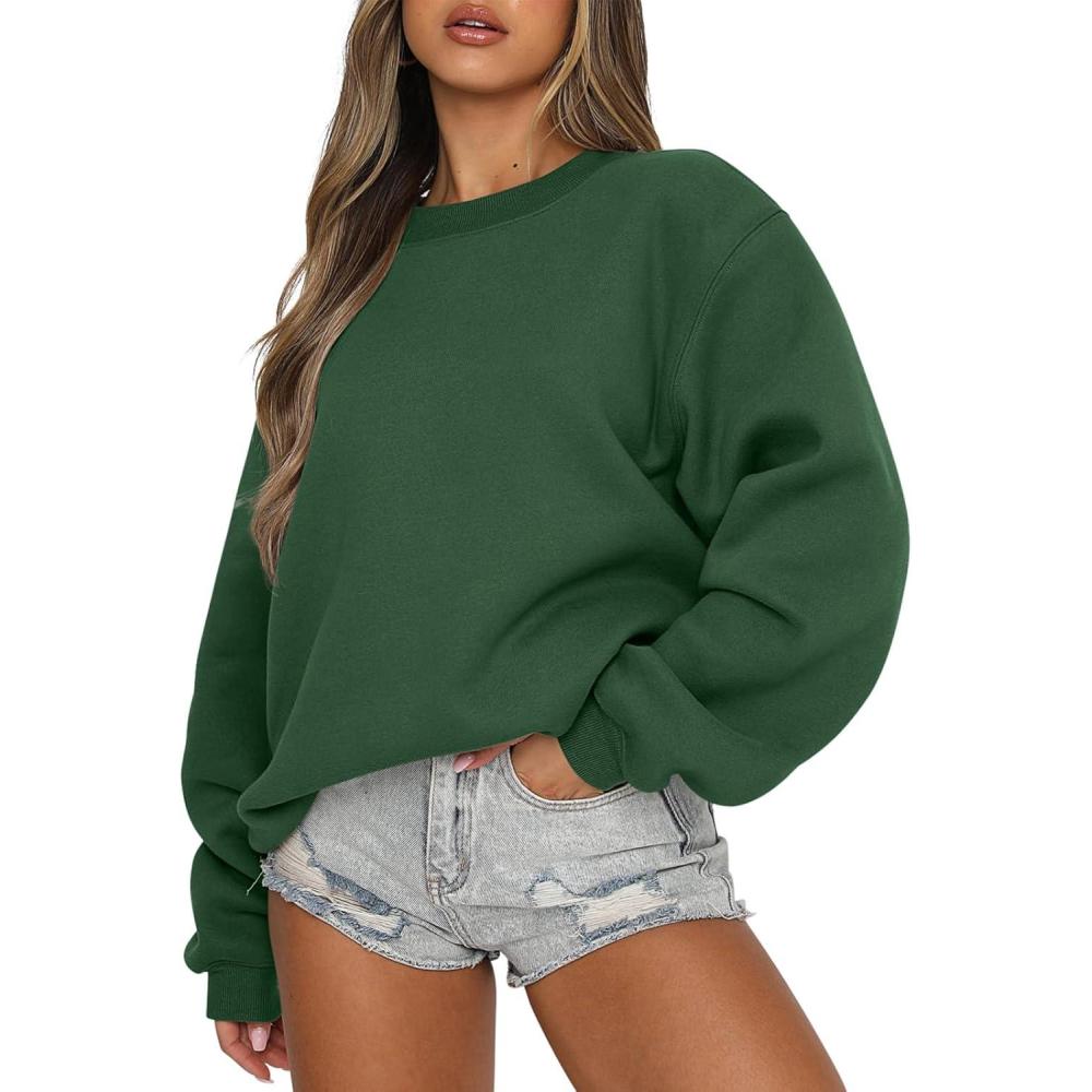 imageANRABESS Womens Sweatshirts Crewneck Fleece Oversized Pullover Hoodies Cute Long Sleeve Shirts Teen Girls Preppy Clothes 2025Dark Green