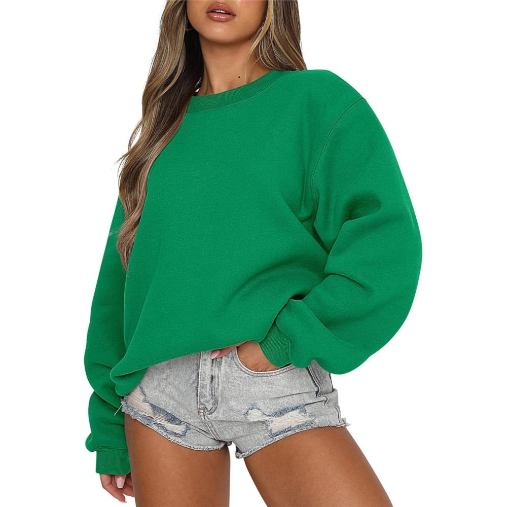 imageANRABESS Womens Sweatshirts Crewneck Fleece Oversized Pullover Hoodies Cute Long Sleeve Shirts Teen Girls Preppy Clothes 2025Green