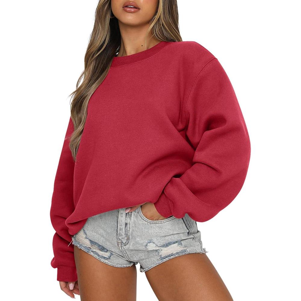 imageANRABESS Womens Sweatshirts Crewneck Fleece Oversized Pullover Hoodies Cute Long Sleeve Shirts Teen Girls Preppy Clothes 2025Red