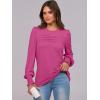 imageANRABESS Long Sleeve Shirts for Women Fall Fashion 2025 Dressy Casual Blouses Trendy Pleated Tunic Tops OutfitsHot Pink