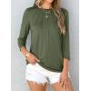 imageANRABESS Women Dressy Casual Blouse 34 Sleeve Shirts Pleated Round Neck Business Work Tunic Tops Spring Summer TeesArmy Green