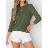 imageANRABESS Women Dressy Casual Blouse 34 Sleeve Shirts Pleated Round Neck Business Work Tunic Tops Spring Summer TeesArmy Green