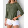 imageANRABESS Women Dressy Casual Blouse 34 Sleeve Shirts Pleated Round Neck Business Work Tunic Tops Spring Summer TeesArmy Green