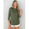 imageANRABESS Women Dressy Casual Blouse 34 Sleeve Shirts Pleated Round Neck Business Work Tunic Tops Spring Summer TeesArmy Green