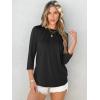 imageANRABESS Women Dressy Casual Blouse 34 Sleeve Shirts Pleated Round Neck Business Work Tunic Tops Spring Summer TeesBlack