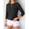 imageANRABESS Women Dressy Casual Blouse 34 Sleeve Shirts Pleated Round Neck Business Work Tunic Tops Spring Summer TeesBlack