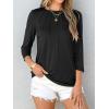 imageANRABESS Women Dressy Casual Blouse 34 Sleeve Shirts Pleated Round Neck Business Work Tunic Tops Spring Summer TeesBlack