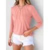 imageANRABESS Women Dressy Casual Blouse 34 Sleeve Shirts Pleated Round Neck Business Work Tunic Tops Spring Summer TeesCoral