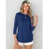 imageANRABESS Women Dressy Casual Blouse 34 Sleeve Shirts Pleated Round Neck Business Work Tunic Tops Spring Summer TeesDark Blue