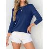 imageANRABESS Women Dressy Casual Blouse 34 Sleeve Shirts Pleated Round Neck Business Work Tunic Tops Spring Summer TeesDark Blue
