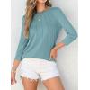 imageANRABESS Women Dressy Casual Blouse 34 Sleeve Shirts Pleated Round Neck Business Work Tunic Tops Spring Summer TeesGray Green
