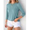 imageANRABESS Women Dressy Casual Blouse 34 Sleeve Shirts Pleated Round Neck Business Work Tunic Tops Spring Summer TeesGray Green