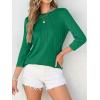 imageANRABESS Women Dressy Casual Blouse 34 Sleeve Shirts Pleated Round Neck Business Work Tunic Tops Spring Summer TeesGreen