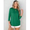imageANRABESS Women Dressy Casual Blouse 34 Sleeve Shirts Pleated Round Neck Business Work Tunic Tops Spring Summer TeesGreen