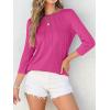 imageANRABESS Women Dressy Casual Blouse 34 Sleeve Shirts Pleated Round Neck Business Work Tunic Tops Spring Summer TeesHot Pink