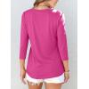 imageANRABESS Women Dressy Casual Blouse 34 Sleeve Shirts Pleated Round Neck Business Work Tunic Tops Spring Summer TeesHot Pink