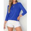 imageANRABESS Women Dressy Casual Blouse 34 Sleeve Shirts Pleated Round Neck Business Work Tunic Tops Spring Summer TeesRoyal Blue