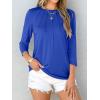 imageANRABESS Women Dressy Casual Blouse 34 Sleeve Shirts Pleated Round Neck Business Work Tunic Tops Spring Summer TeesRoyal Blue