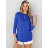 imageANRABESS Women Dressy Casual Blouse 34 Sleeve Shirts Pleated Round Neck Business Work Tunic Tops Spring Summer TeesRoyal Blue