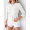 imageANRABESS Women Dressy Casual Blouse 34 Sleeve Shirts Pleated Round Neck Business Work Tunic Tops Spring Summer TeesWhite