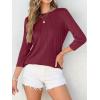 imageANRABESS Women Dressy Casual Blouse 34 Sleeve Shirts Pleated Round Neck Business Work Tunic Tops Spring Summer TeesWine Red