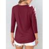 imageANRABESS Women Dressy Casual Blouse 34 Sleeve Shirts Pleated Round Neck Business Work Tunic Tops Spring Summer TeesWine Red