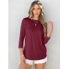 imageANRABESS Women Dressy Casual Blouse 34 Sleeve Shirts Pleated Round Neck Business Work Tunic Tops Spring Summer TeesWine Red