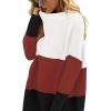 imageANRABESS Women Oversized Casual Loose Turtleneck Long Sleeve Slouchy Baggy Knit Tunic Sweaters Pullover 2025 Fall OutfitsWhite Red