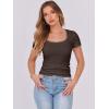 imageANRABESS Women Short Sleeve Tops Scoop Neck Ribbed Knit Slim Fitted Basic Tee Shirts 2025 Casual Summer Trendy ClothesBrown