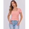 imageANRABESS Women Short Sleeve Tops Scoop Neck Ribbed Knit Slim Fitted Basic Tee Shirts 2025 Casual Summer Trendy ClothesCoral