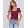 imageANRABESS Women Short Sleeve Tops Scoop Neck Ribbed Knit Slim Fitted Basic Tee Shirts 2025 Casual Summer Trendy ClothesDeep Red